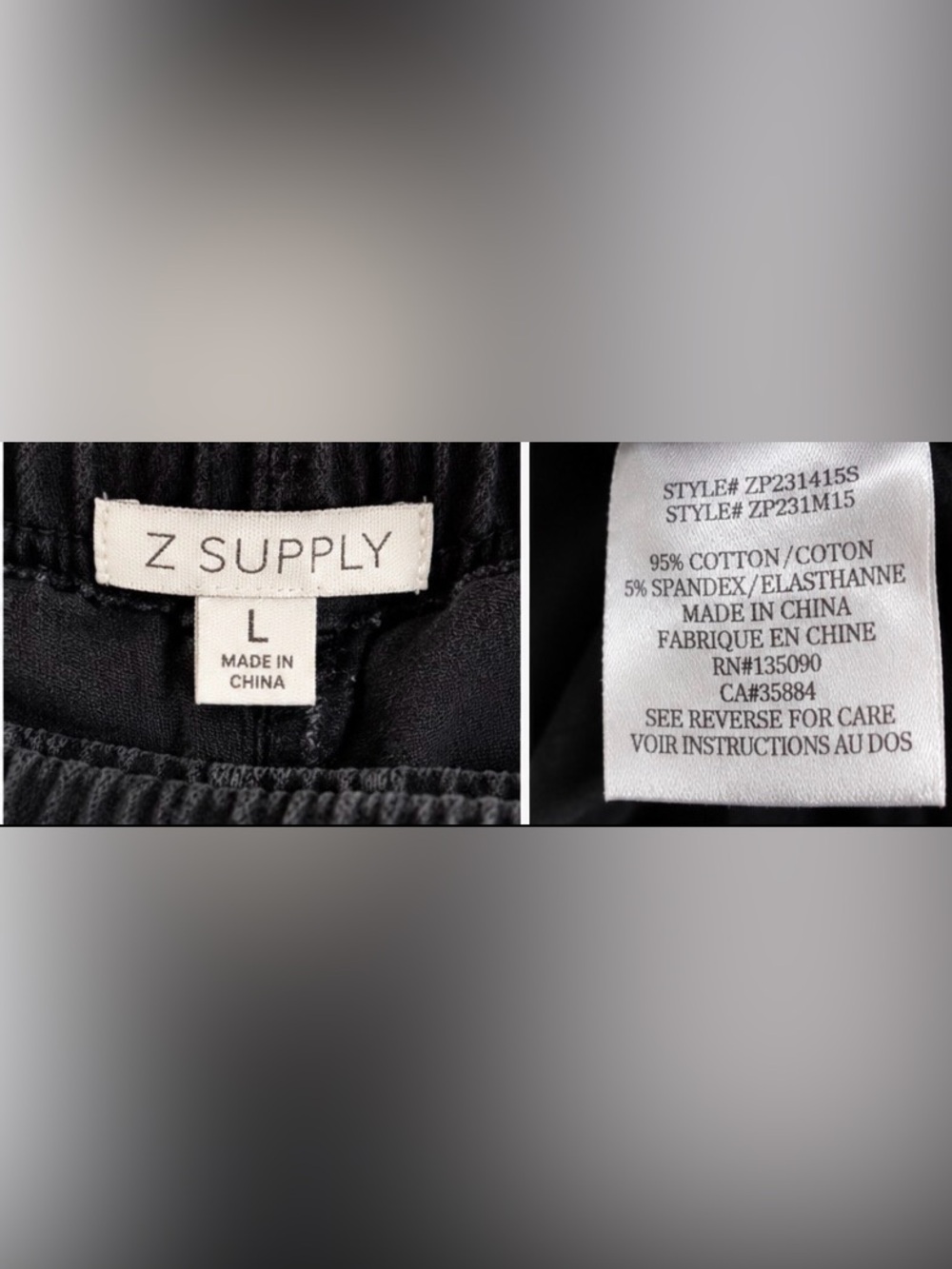 Z Supply Black Relaxed Utility Pants with Elastic Waist - Picture 3 of 3